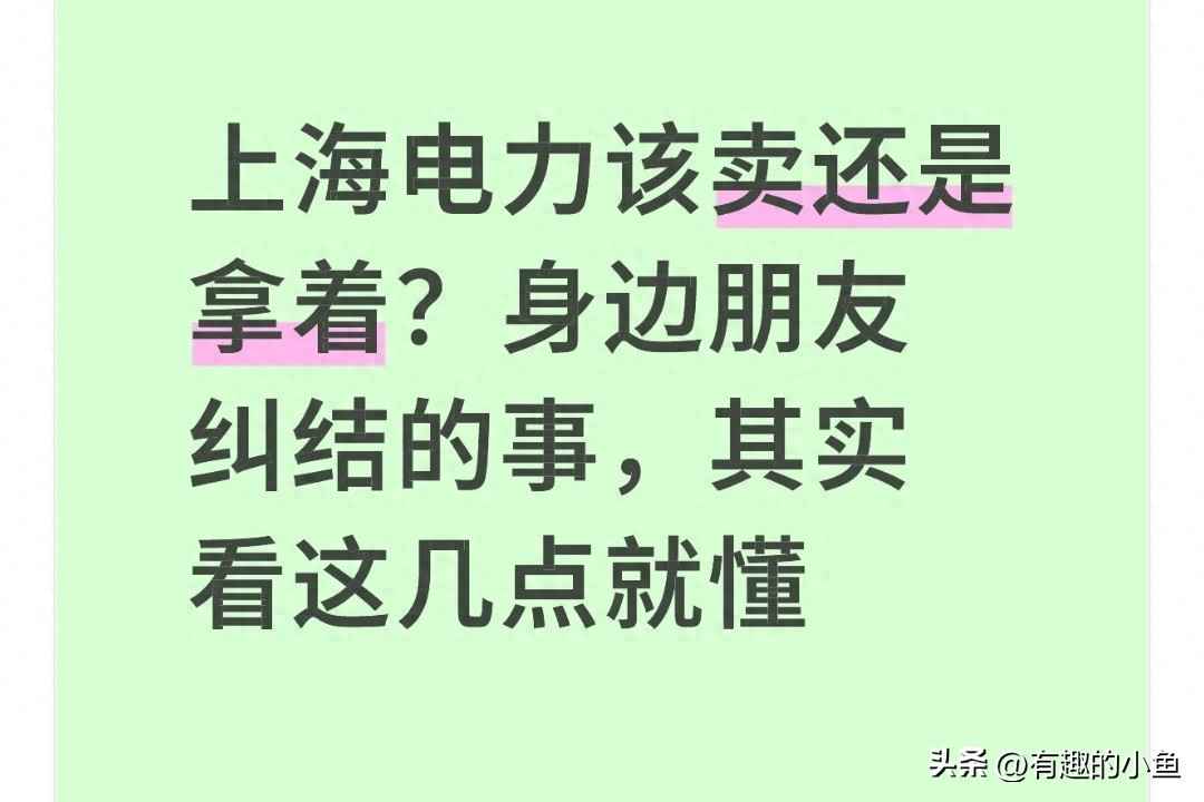 上海电力该卖还是拿着?身边朋友纠结的事,其实看这几点就懂 上海电力该卖还是拿着?身边朋友纠结的事,其实看这几点就懂
